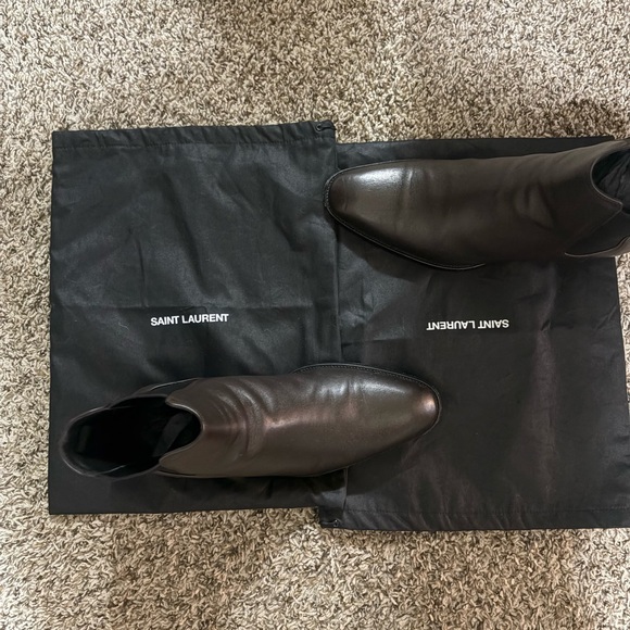 Yves Saint Laurent Dark Brown Leather Boots made in Italia main image 7